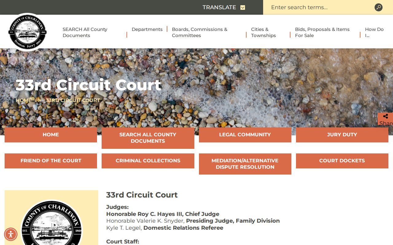 Charlevoix County 33rd Circuit Court official court page