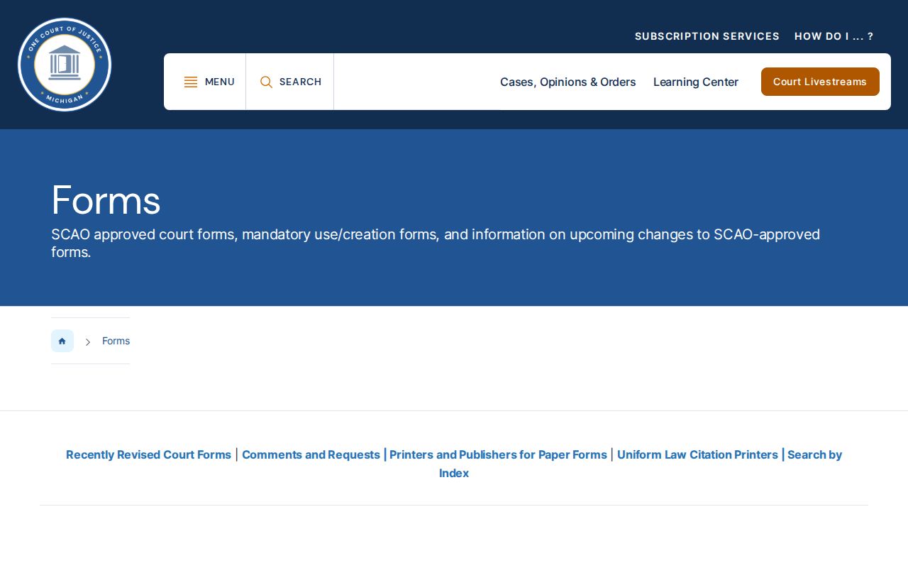 Michigan State Court Administrative Office court form finder
