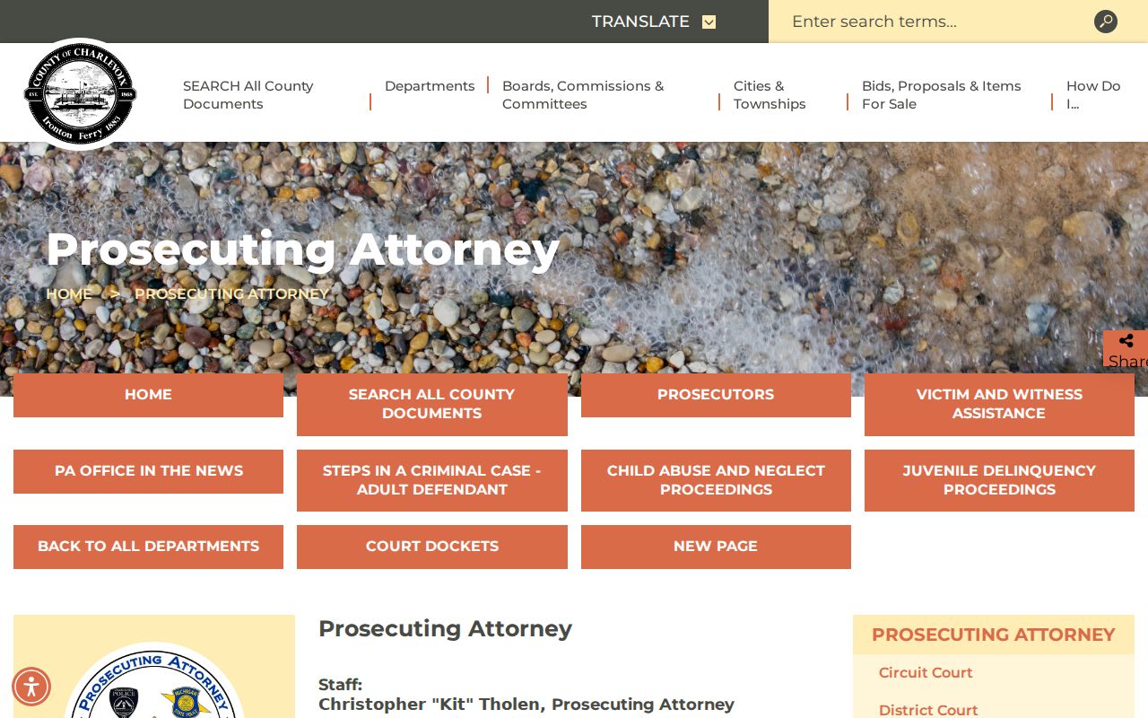 Charlevoix County Prosecuting Attorney staff and office duties