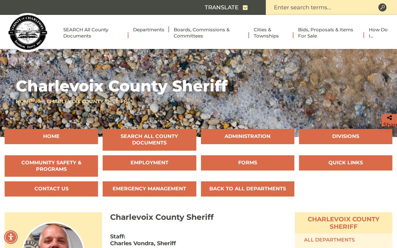 Charlevoix County Sheriff headquarters and substation contact information